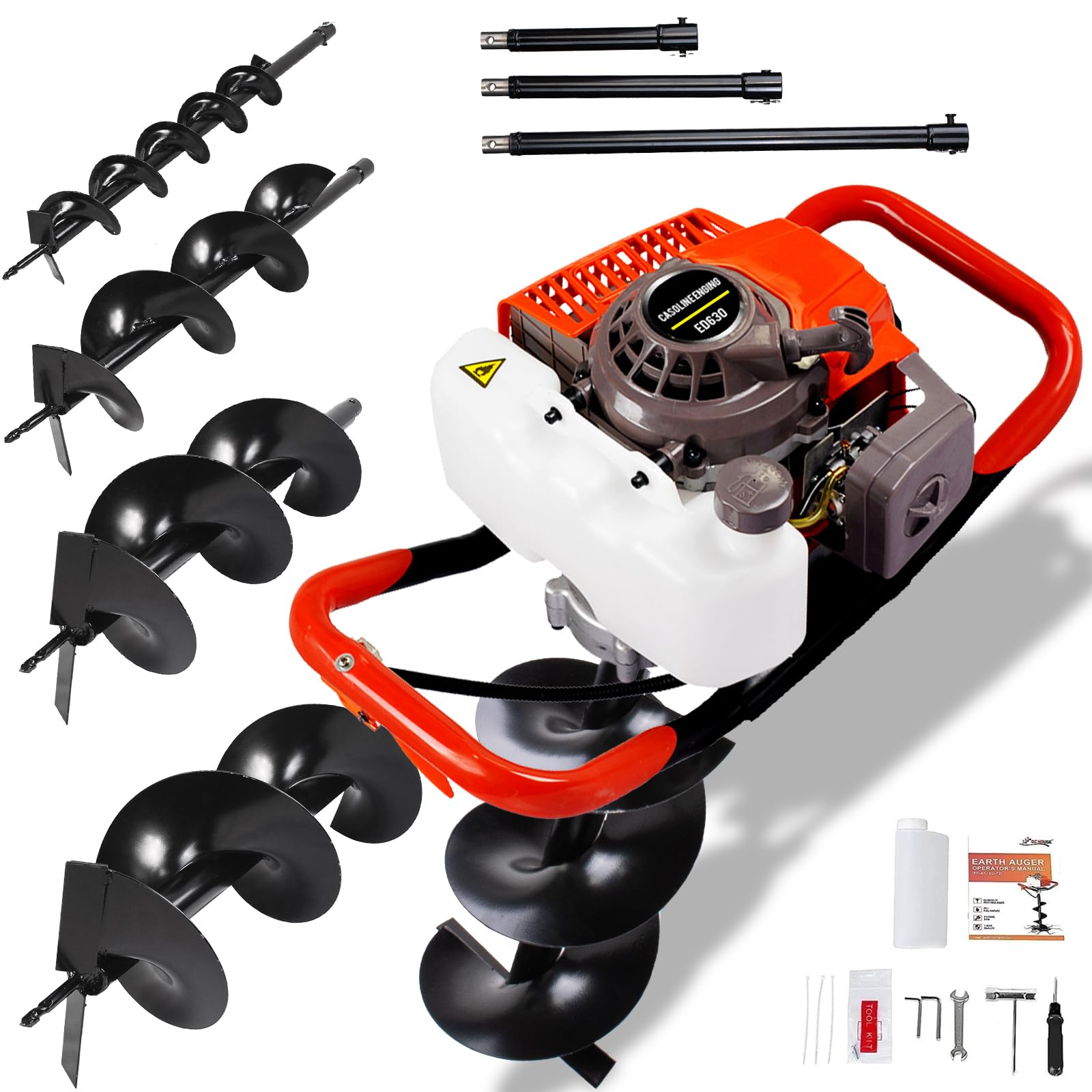 Snapklik.com : DC HOUSE 63cc Gas Powered Auger Post Hole Digger