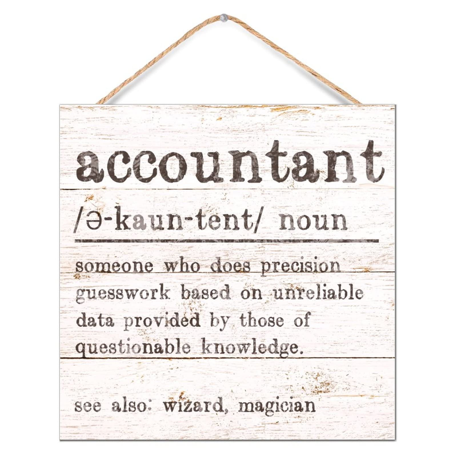Décoration murale en bois avec citation de linguistique Accountant Noun