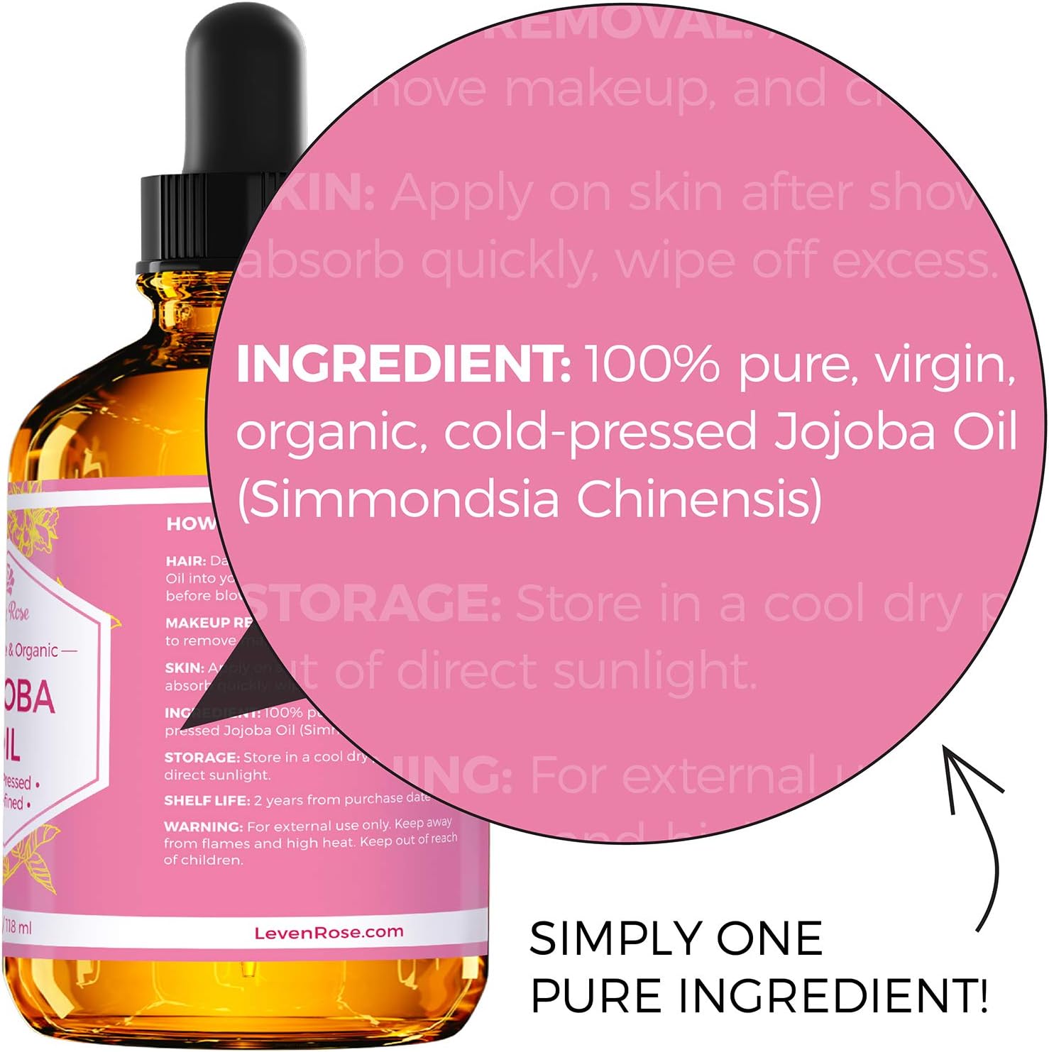 Jojoba Oil + Rose Water for Face Facial Toner Bundle by Leven Rose - Jojoba Moisturizer for Skin Hair Body and Nails 4 oz & Pure Moroccan Rosewater 4 oz