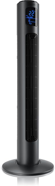 Brandson - Tower Fan with Remote Control - Oscillating Cooling Fan - Electric Quiet Pedestal Fan - 37,8 inch height - 3 speed settings - 1-12 h timer - 3 Modes - Cool Grey