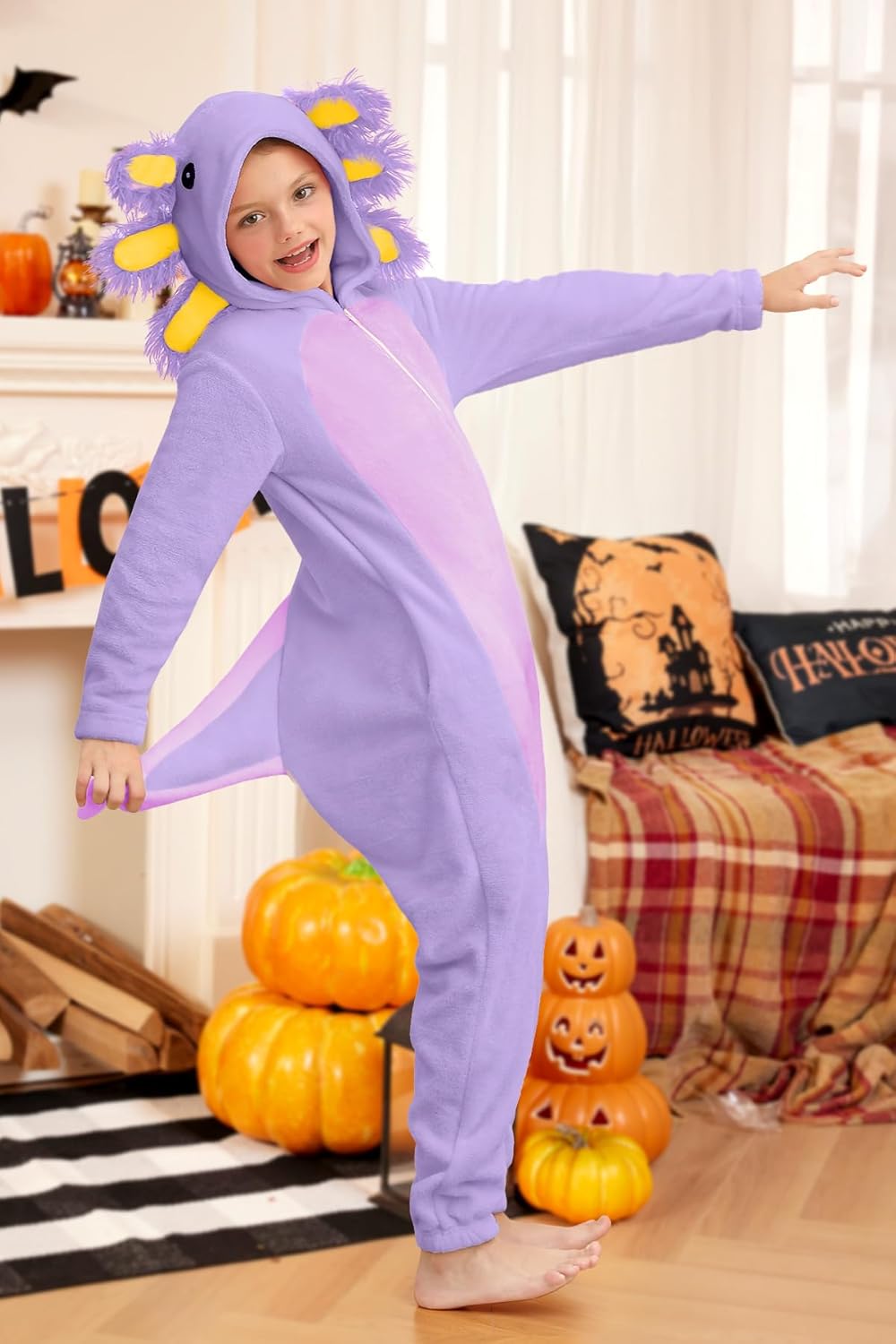 Unisex Kids Halloween Animal Axolotl Costume Cute Koala Hooded Pig Zipper Onesie 4-12 Years