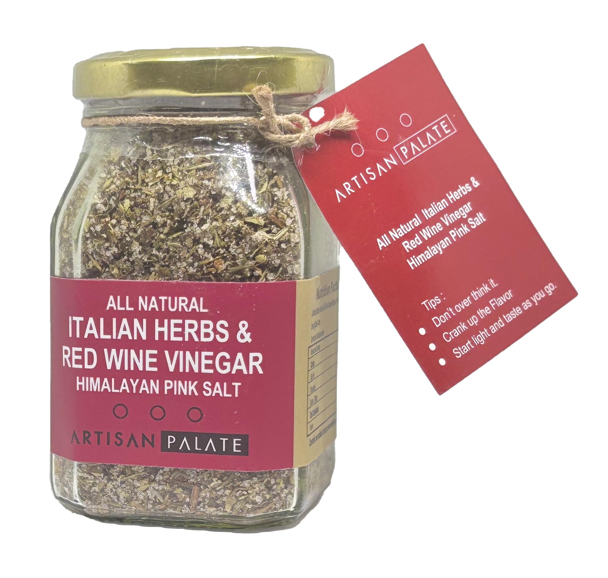 Artisan Palate Italian Herbs and Red Wine Vinegar Himalayan Pink Salt Jar | All Natural | Seasoning Mashed Potatoes, Fries, and Salad Dressings | 150 gms (Pack of 1) - Image 6 thumbnail