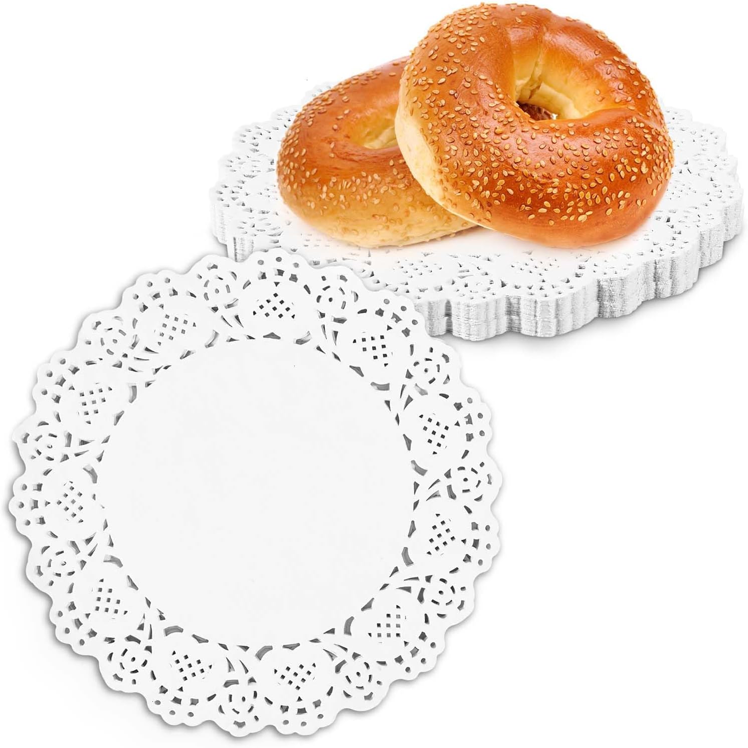 SenseYo 300 Pcs Round Paper Doilies 6.5 Inch Disposable Lace Paper Doily Placemats Bulk for Food Cakes Desserts Trays Crafts Table Decor Party White