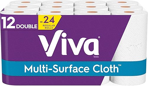 Miniatura 2 de Viva Rollos de toalla de tela de 2 capas multisuperficie, 11 x 5-15/16 pulgadas, blanco, 110 hojas por rollo, paquete de 12 rollos