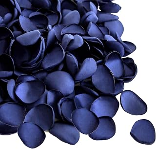 Lookein 300pcs Rose Petals Satin Flower Petals for Wedding Flower Girl Basket Table Centerpieces Aisle Runner Party Confetti Bridal Shower Dinner Wedding Decoration, Navy Blue