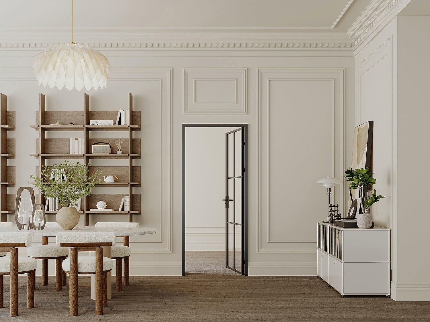 Vente-unique - Cerradura de puerta reversible H204 x L73 cm de aluminio y vidrio templado - SEROTO