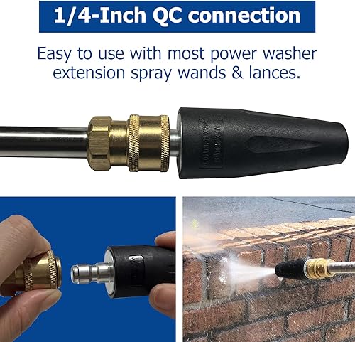 Miniatura 4 de Boquilla turbo para lavadora a presión, 2600 PSI, 2.0 GPM, puntas de lavadora giratoria, conexión rápida de 1/4 pulgadas, reemplazo para Greenworks,