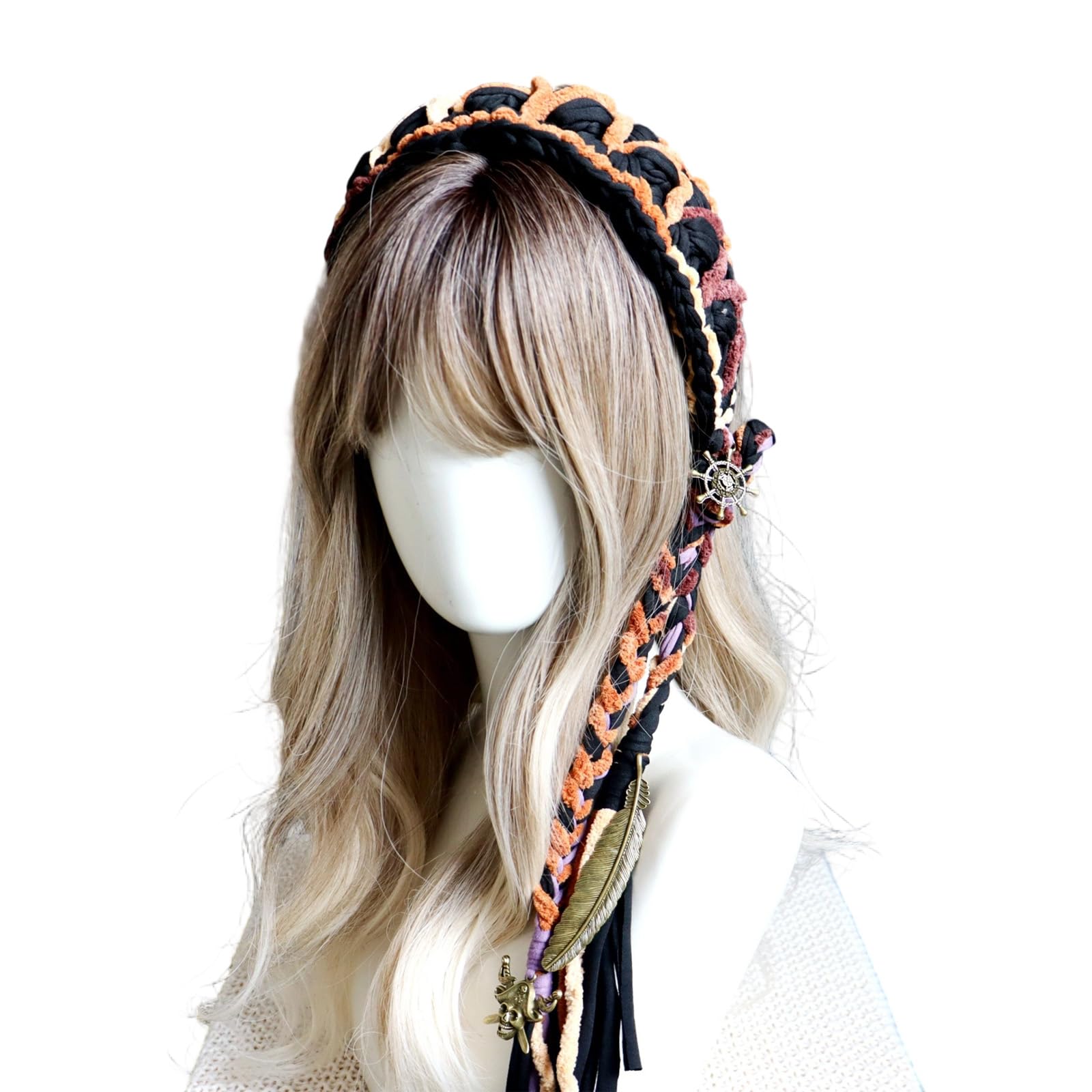 Fentency French Country Cottagecore Knitted Hippie Headband Knitted Bandana For Women Beach Travel Hair Accessories