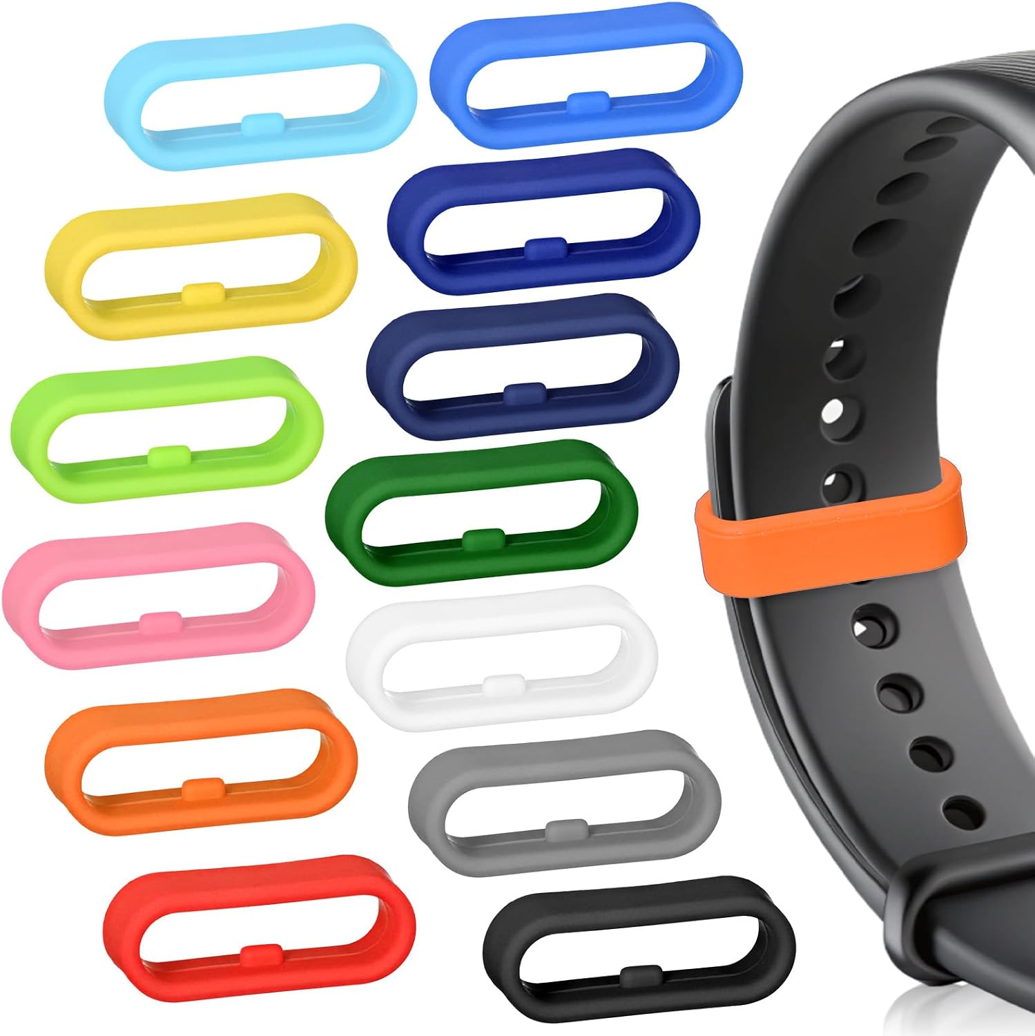 13Pcs Soft Silicone Band Keeper, Magic Band Locks Loop Holders, Fastener Replacement Accessories, Compatible with MagicBand+/1.0/2.0, Fitbit Charge & 20mm Wide Smart Watch Bands (Multi-Color)