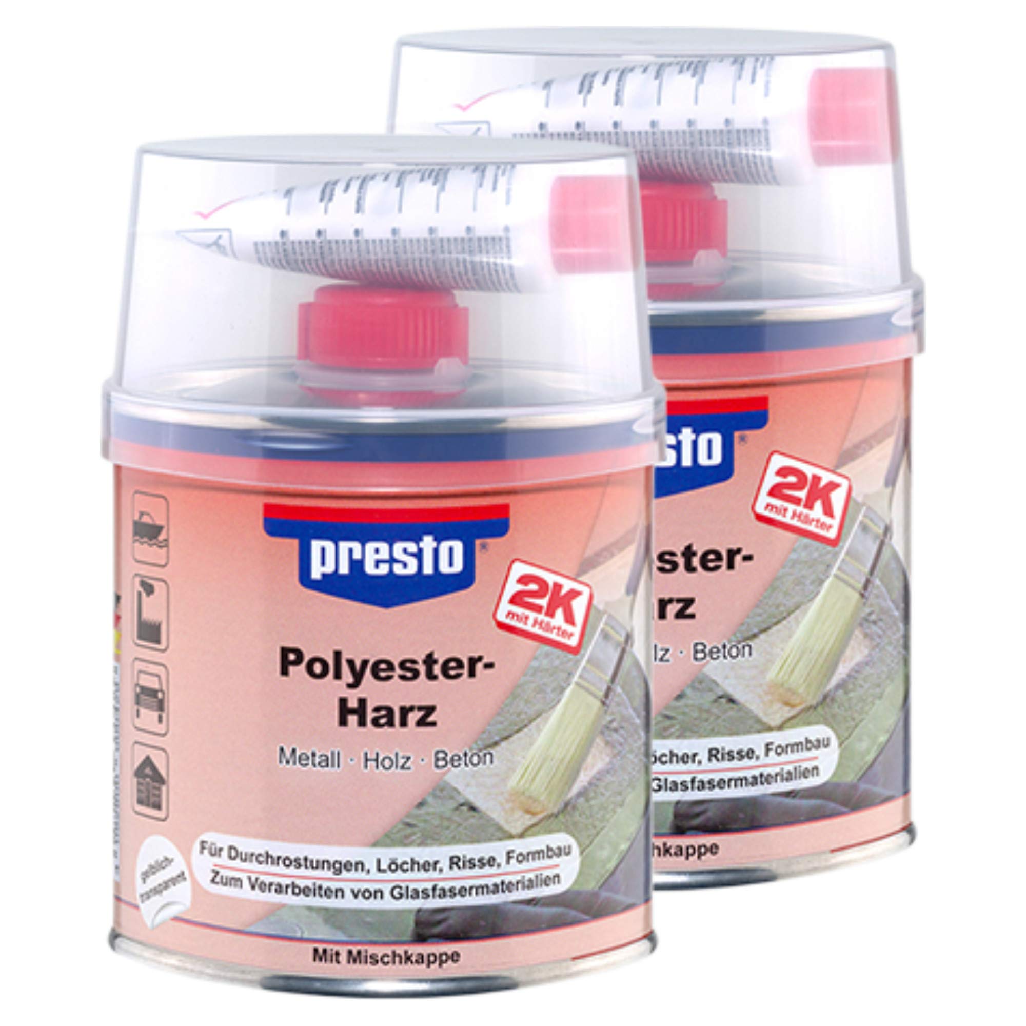 Résine polyester Presto haute adhérence, deux pots de 250 g à séchage rapide
