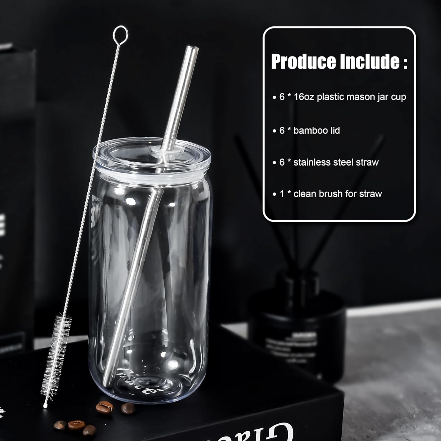 16oz Acrylic Mason Jar Cups, Clear Cups with Plastic Lids and Straws, Iced Coffee Cup Drinking Glass Tumbler for Whiskey, Soda, Tea, Juice, Gift, 6pcs - Image 6