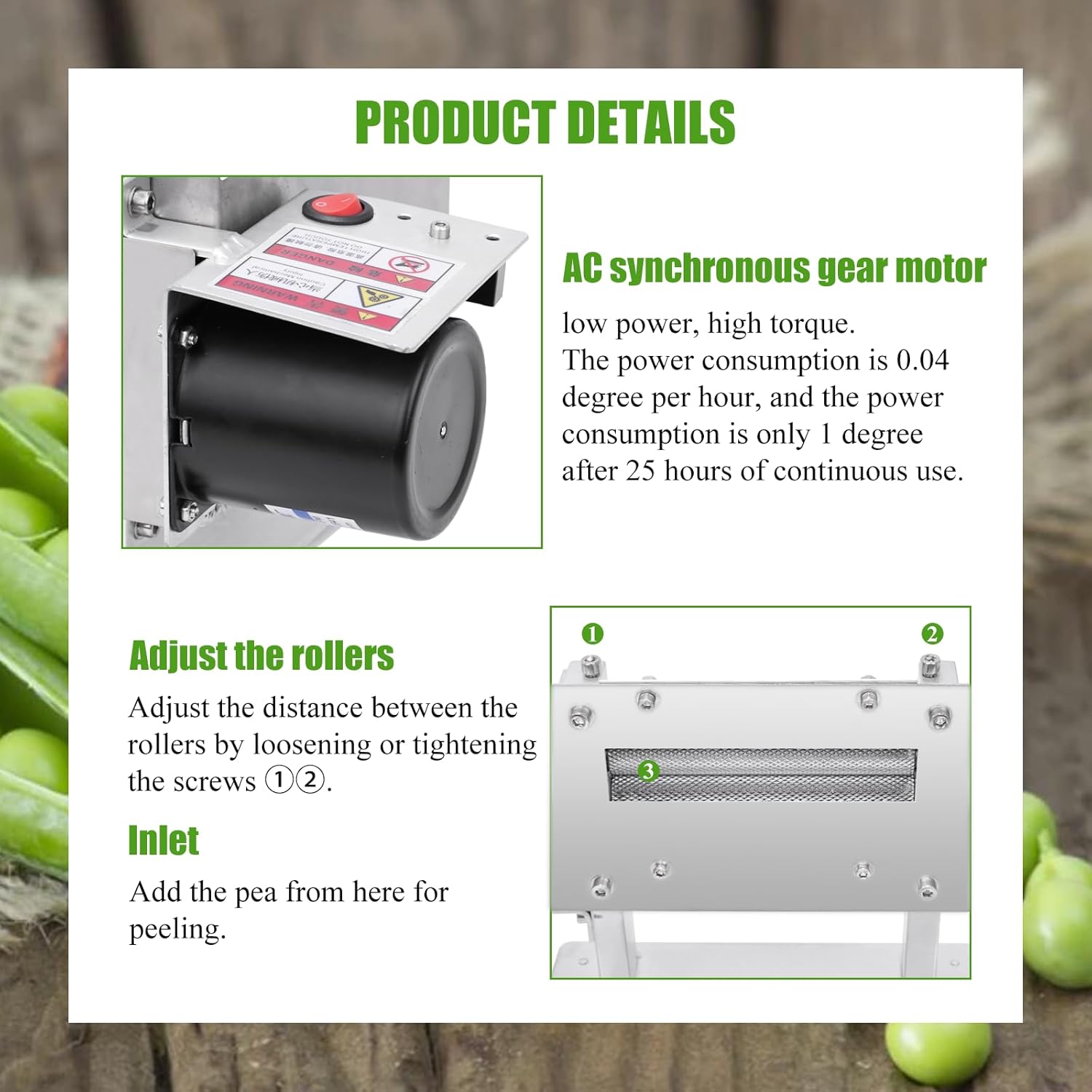 Electric Pea Sheller Machine 110V Semi-automatic Pea Bean Sheller Machine Commercial Bean Pea Peeler Home Peeling Pea Bean Machine