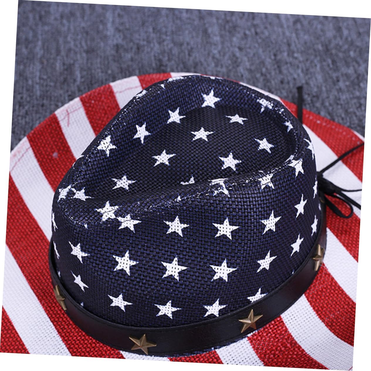 Baluue 1pc Hat for Men and Women Wide Brim Straw Woven Sun Block Hat for Outdoor Parties Dances and Red Striped