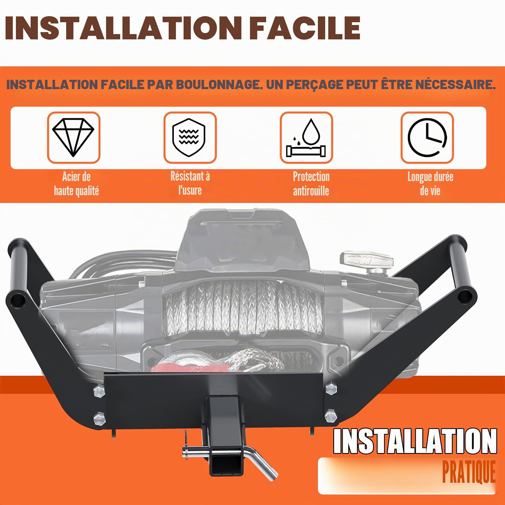 ECOTRIC 10x 4 1/2 Cradle Winch Mount Mounting Plate 8000-13,000 LB Capacity Winch Mounting Hitch Receiver Recovery Winches Foldable