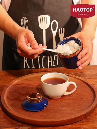 Miniatura 6 de HAOTOP Azucarera de 8 oz con tapa y cuchara, tarro de azúcar simple de cerámica, dispensador de azúcar, contenedor de azúcar, accesorios para barra