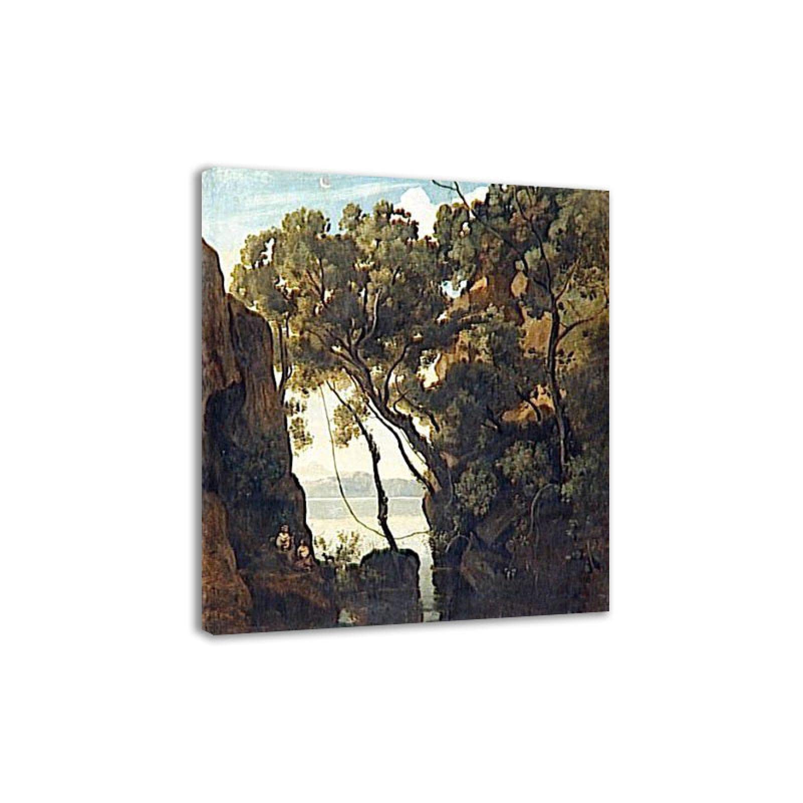 ZHPLIX Jean-Baptiste-Camille Corot Impresiones artísticas Reproducciones de cuadros famosos Impresiones en lienzo giclée Le lac de Nemi 70x77cm Enmarcado