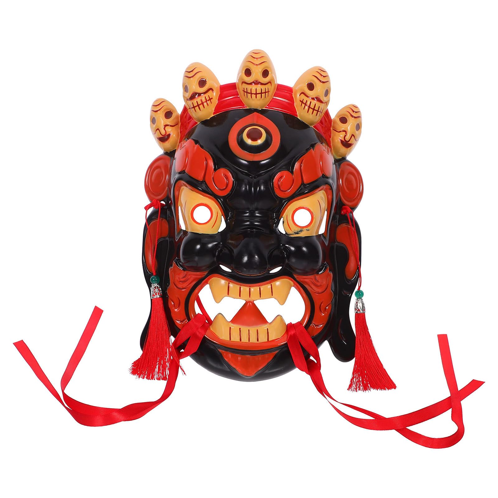 SUPVOX Maschera Tibetana Intagliata a Mano per Opera Tradizionale Asiatica – Maschera Tribale Dipinta per Festival, Spettacoli e Cosplay – Artigianato Etnico Cinese per Feste