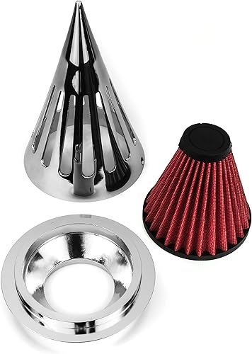 Miniatura 6 de Krator Filtro de admisión de filtro de aire cromado para motocicleta, compatible con Harley Touring Road King Street Glide 2002-2007