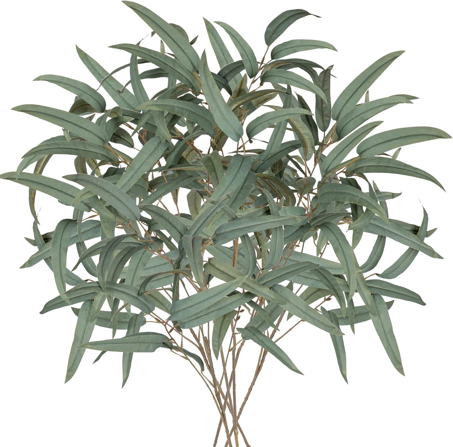 Briful Artificial Eucalyptus Willow Branches 33” Tall Gray Fake Eucalyptus Stems Arrangement, Realistic Faux Greenery Stems, Indoor Plant, Home Housewarming Farmhouse Porch Vase Decor, Set of 6