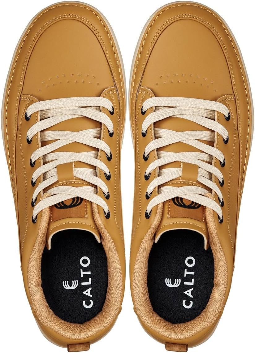 CALTO Men's Invisible Height Increasing Elevator Shoes - Casual Low-top Leatherette Sneakers - 2.4 Inches Taller - Image 6