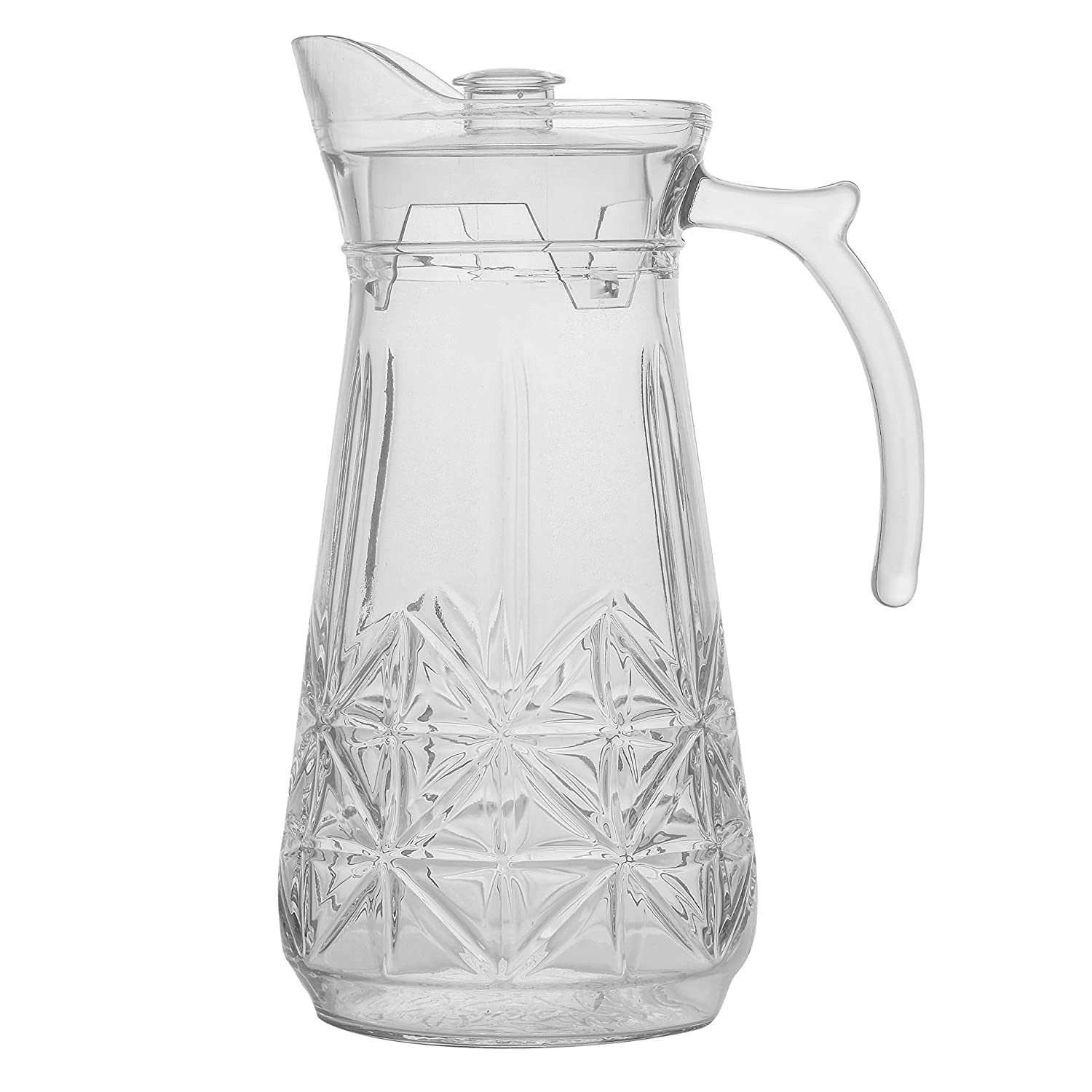 Buy SKILLFUL Glass Water Jug with Lid 1.8 L Transparent Crystal Clear