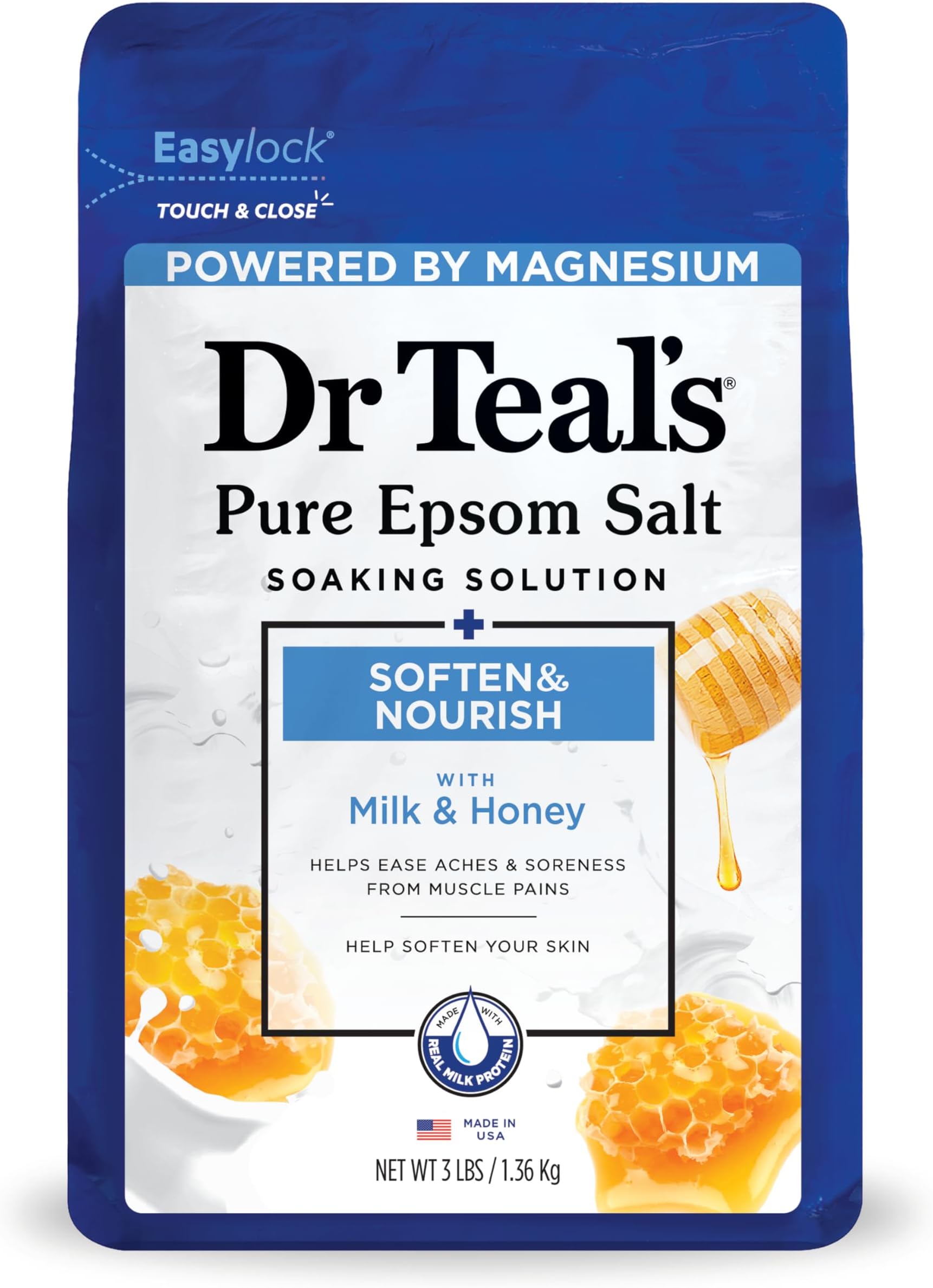 Dr. Teal's Epsom Salt Soaking Solution Soften & Nourish with Milk and Honey 48oz