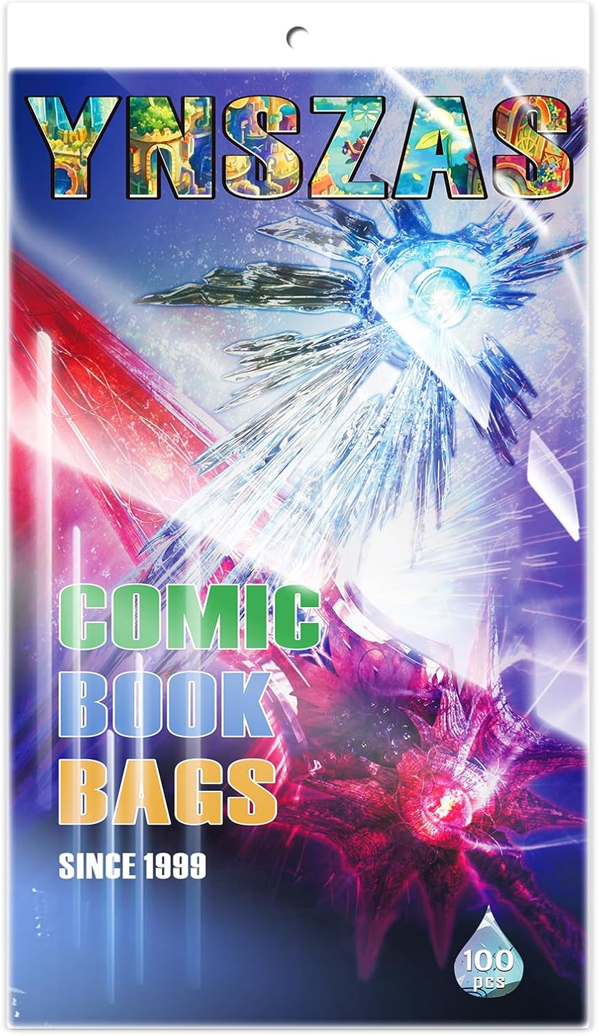 Comic Book Sleeves, Upgrade Polypropylene(PP) Acid-Free Materials,Resealable Crystal Clear Comic Book Storage Boards Bags,20% Thicker Better Comic Collection Display,7.125 x 10.5 Inch,100-Count