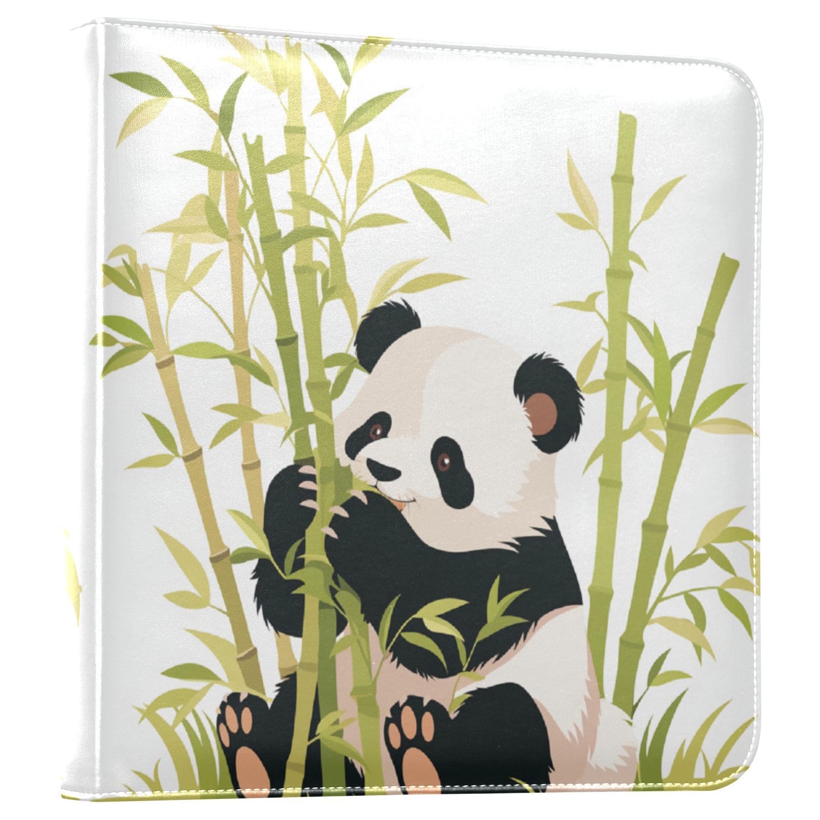 Kigai Cute Panda Photo Album Self Adhesive Scrapbook Album Leather Cover DIY Picture Scrap Book with 20 Adhesive Sheets, 11.8x24x0.8 inch