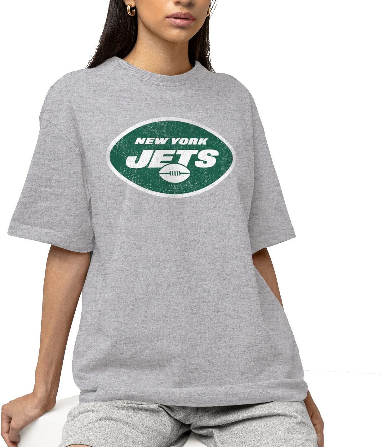 Hybrid Sports NFL - New York Jets - Distressed Team Logo - Men's and Women's Short Sleeve T-Shirt - Size Large - New York Jets - Athletic Heather - Image 2