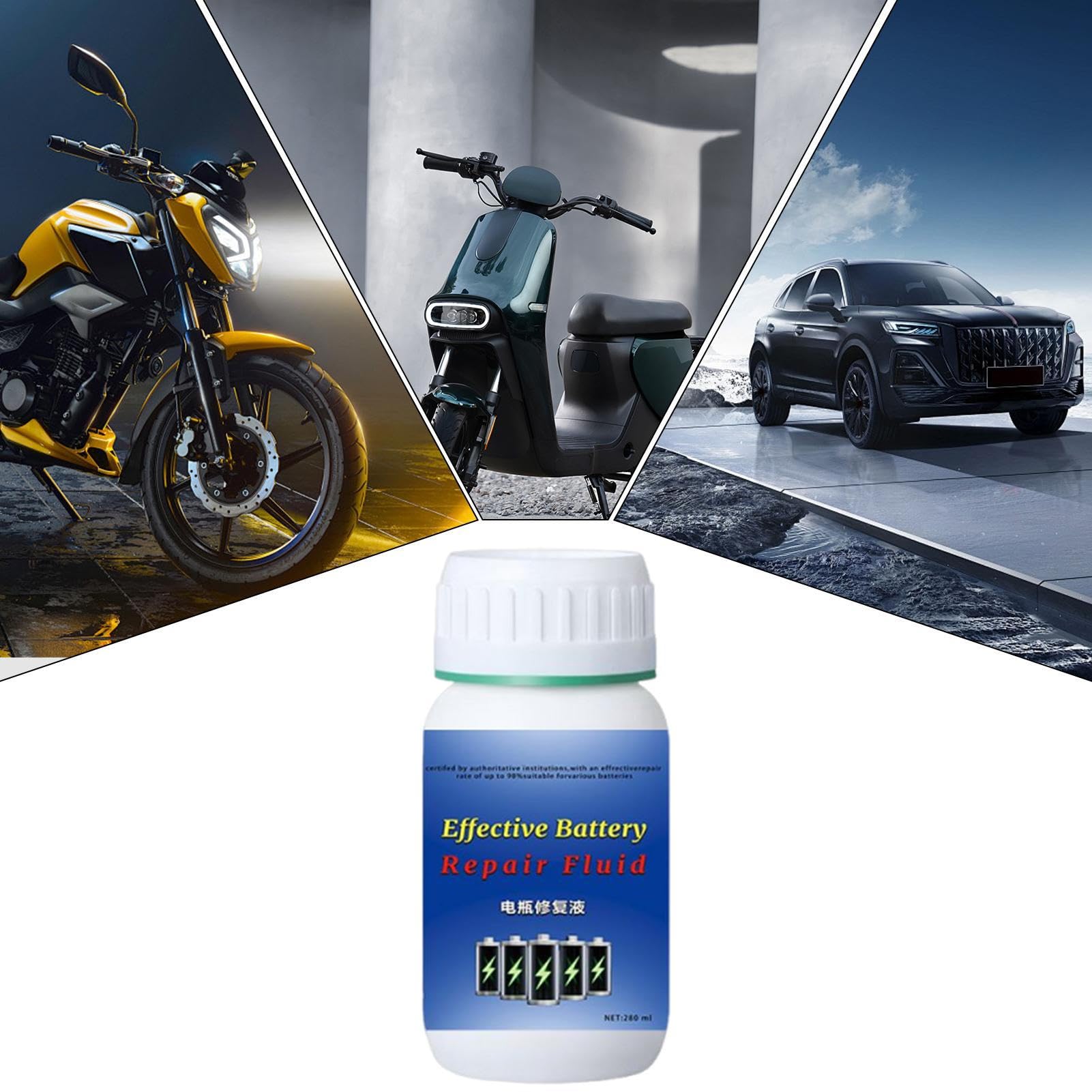 Liquido Ripristino Batteria 280 ml Additivo Ricarica per Moto Carrelli Golf Camion Barche