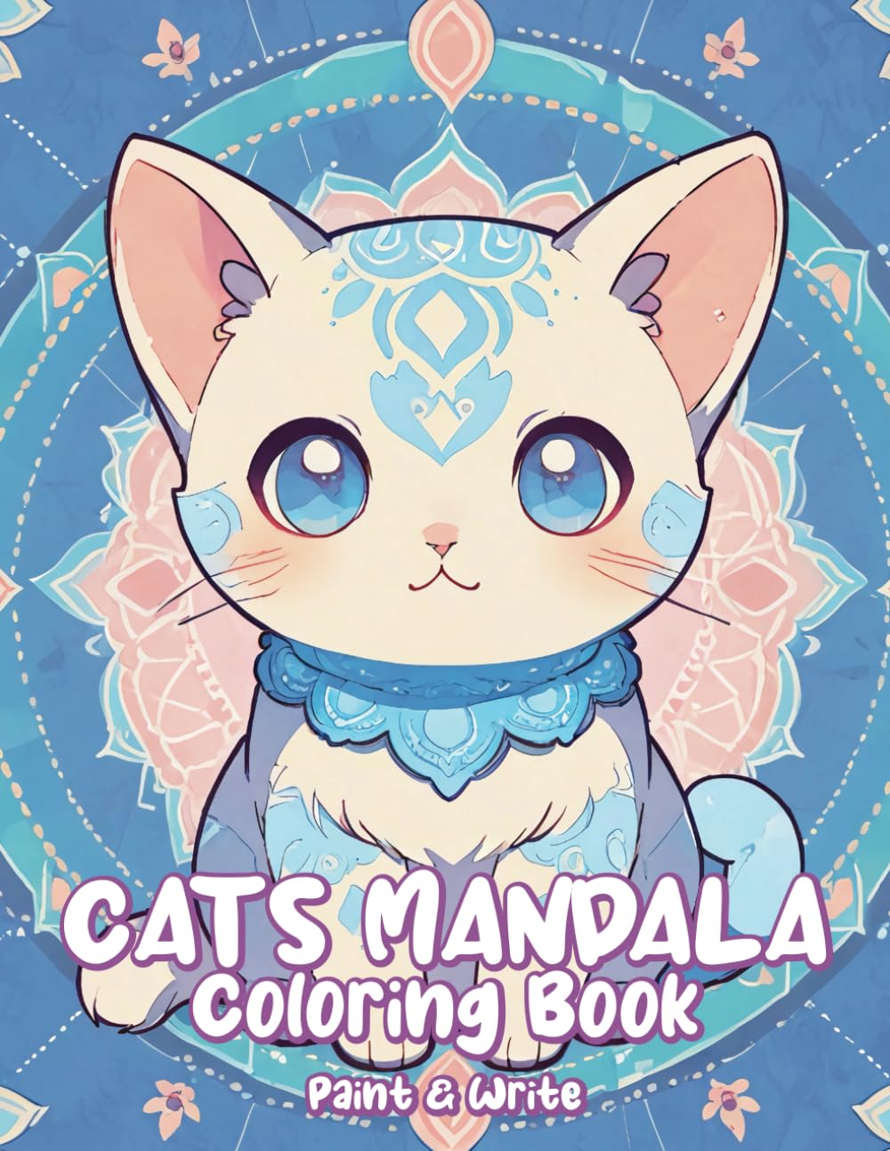 Cats Mandala Colouring Book: Paint & Write Activities | Sweet Kittens Coloring Set for Teens & Adults | Fun and Easy 90 Coloring Pages for Kids Age ... 11 (Quilted Blue | Childern Activiti & Play)