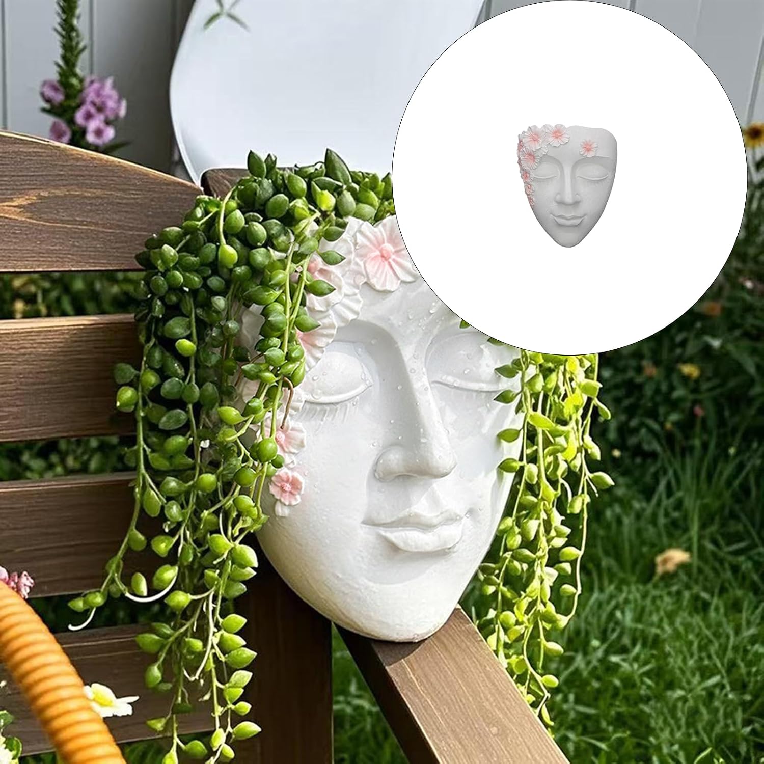 Artistic Resin Wall Hanging Planter Face Shape Wall Mounted Flower Pots for Small Gardens and Balconies Living Art Planter