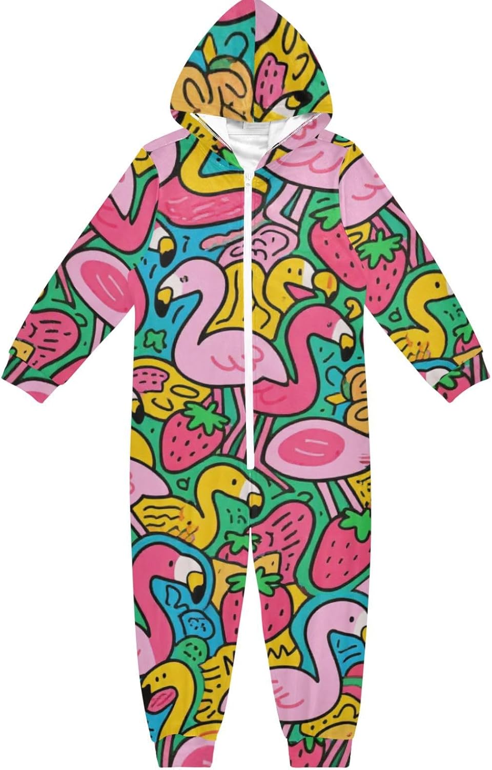 Unisex Pajama Soft Casual Hooded One-Piecing Loungewear Sleepwear for Parties Sleepovers 4-14Y