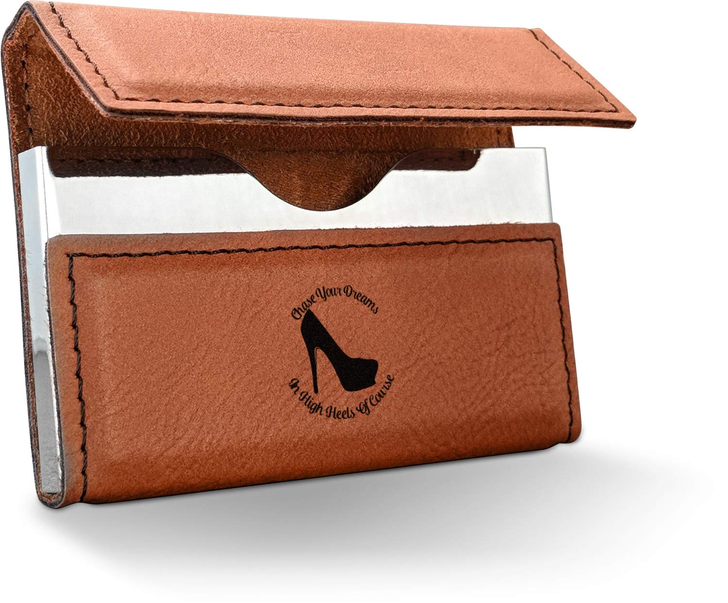Personalized High Heels Leatherette Business Card Holder - Single Sided