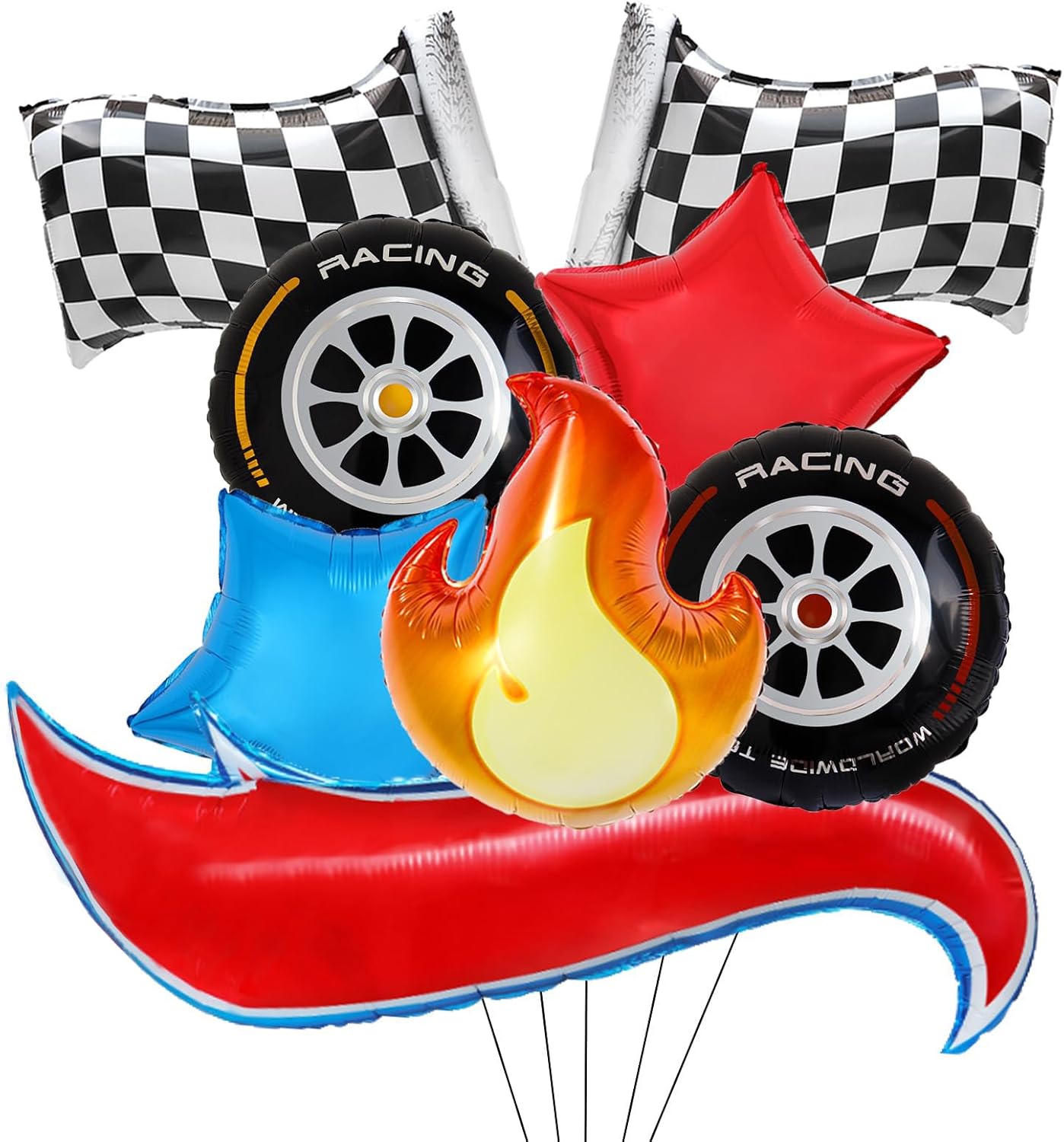 8 Pcs Racing Themed Balloons Hot Car Wheel Birthday Party Balloons for Kids Two Fast Birthday Party Decorations Baby Shower Party Supplies, A/8pcs