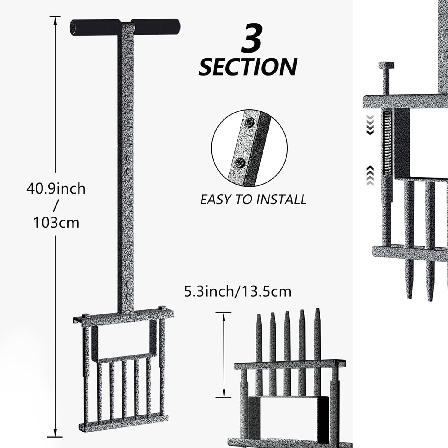 Lawn Aerator, Garden Plugger, Manual Spike Tool, Soil Ventilation Coring Design, Sturdy Steel Build, 40.55 inches, Ideal for Grass Seeding Yard Garden Lawns Maintenance