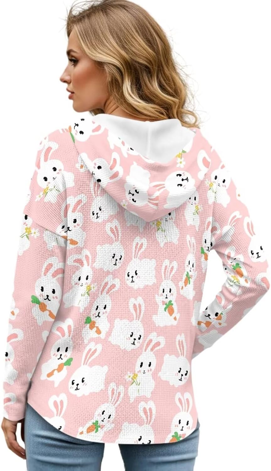 Beauty Collector Women's Waffle Hoodie Long Sleeve Pullover Sweatshirt Novelty Tops