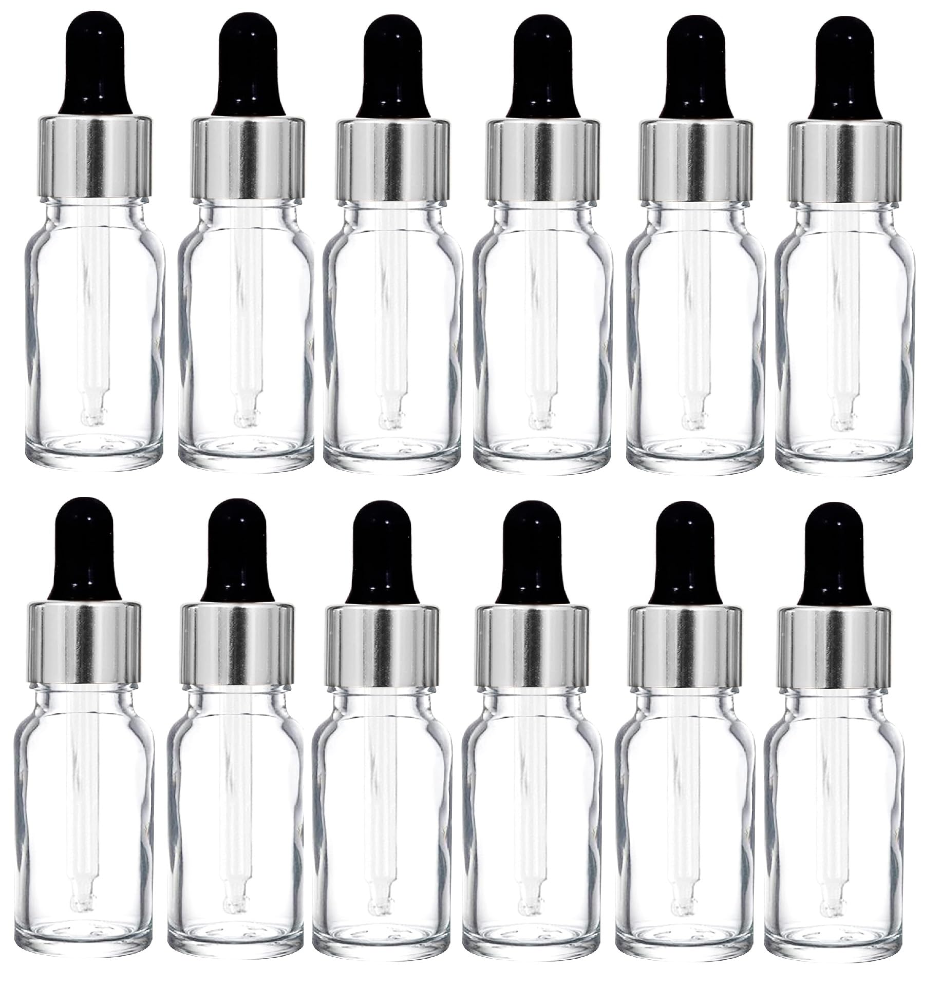 30 ml Clear/Transparent Empty Glass Bottle + Dropper + Silver Ring + Silicone Black Teat (Pack of 12) Refillable, Reusable, Leak Proof For Essential Oils, Perfumes Liquid DIY, Cosmetics-image-37