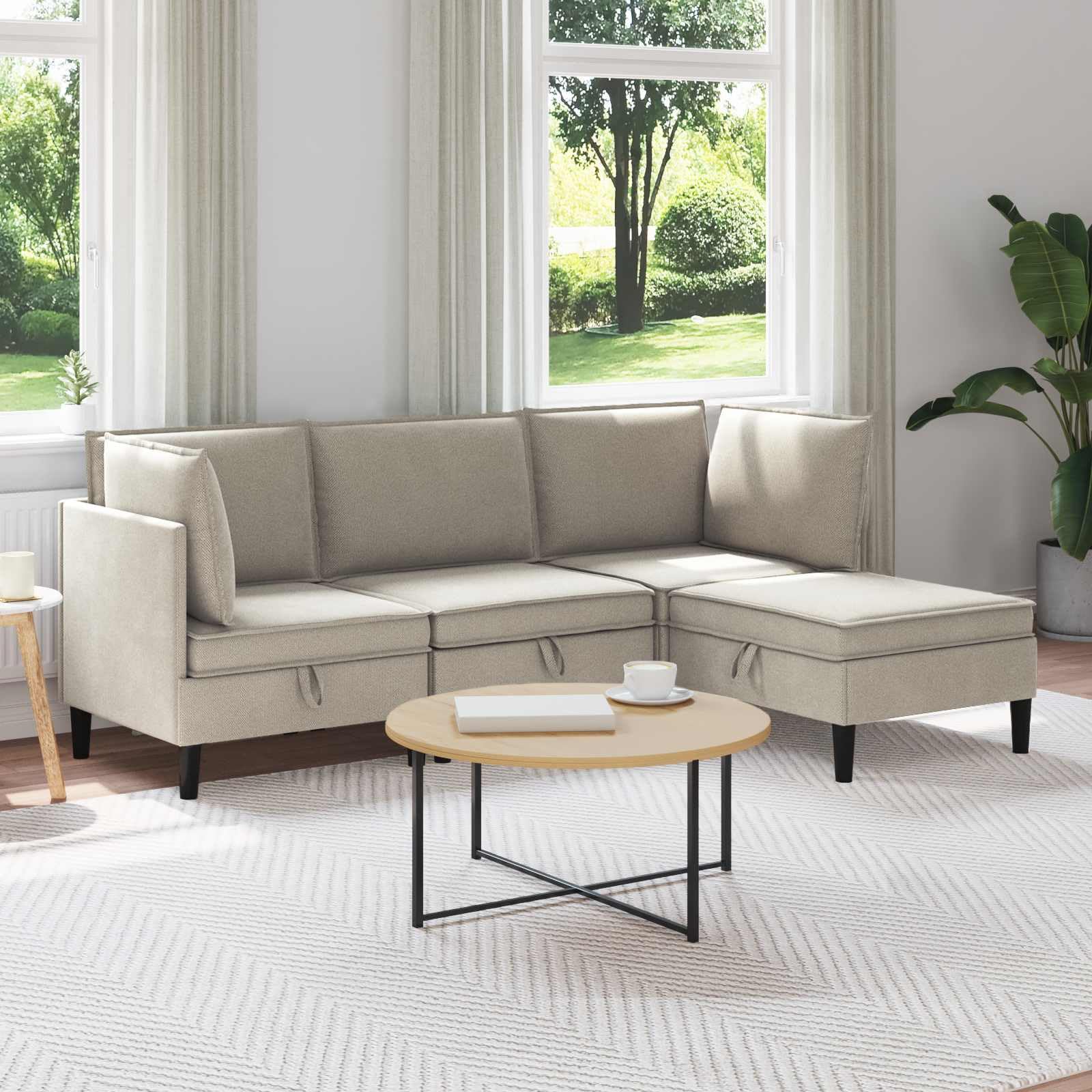 Genérico Juego de Muebles de salón 4 uds. Avena Tela,Mobiliario,Sofás,210 x 140 x 82 cm-3413785