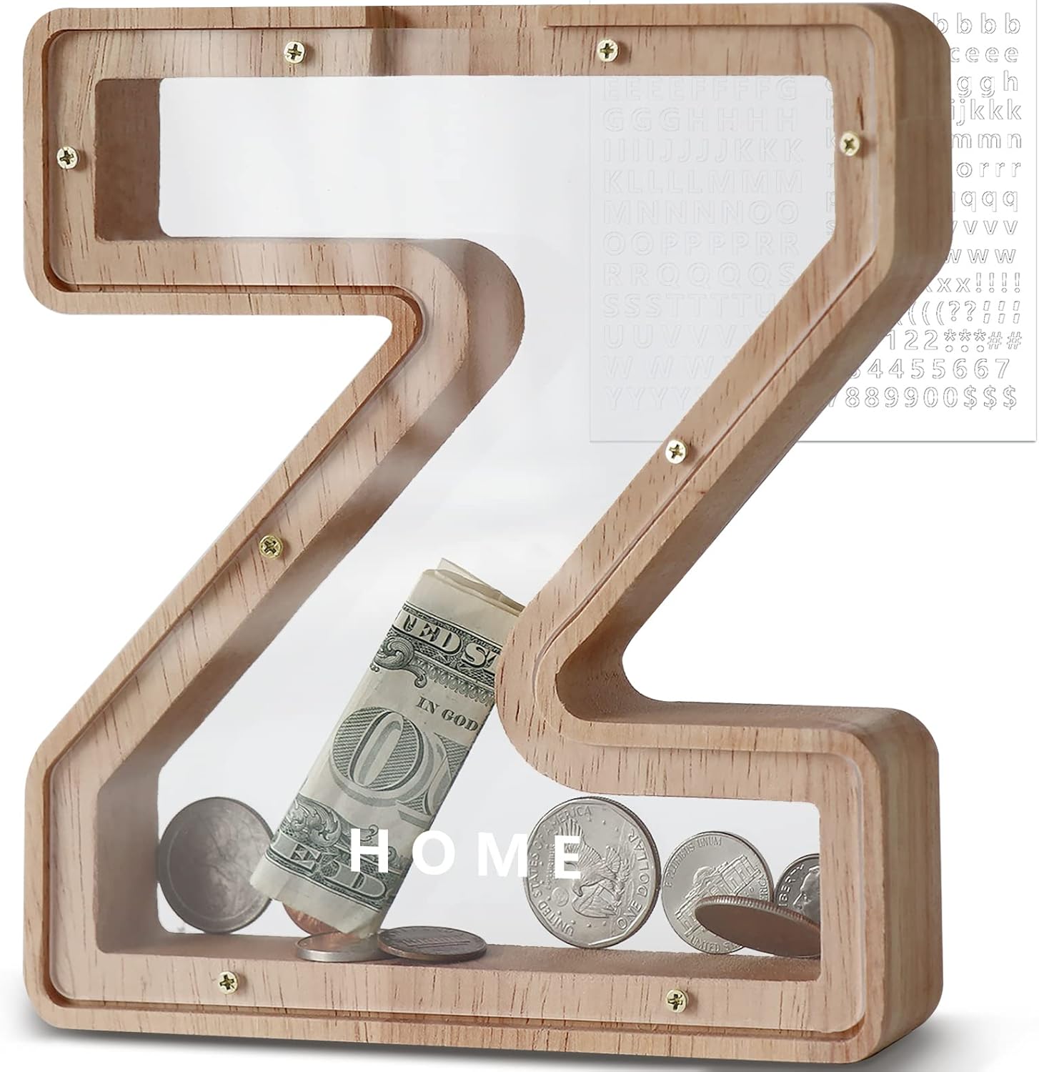 DBPBToU Money Box for Kids Piggy Bank, Personalised Wooden Letter Money