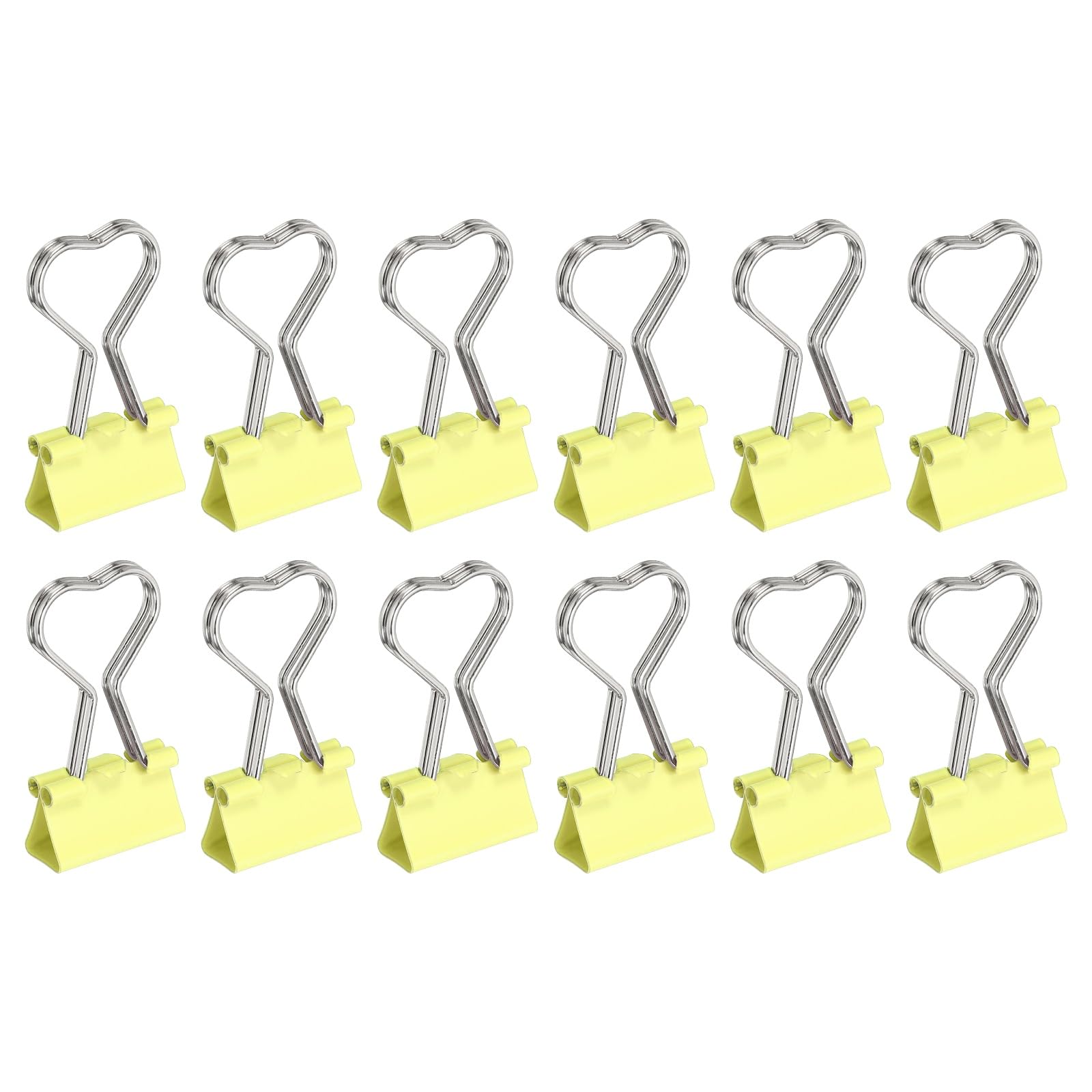 PATIKIL 12Pcs Small Binder Clips, Heart Shape Cute Binder Clips Paper Clamps Bulk for Paper Bookmarks Planner Notes Letter Journals Office Supplies Bags Crafts, Yellow