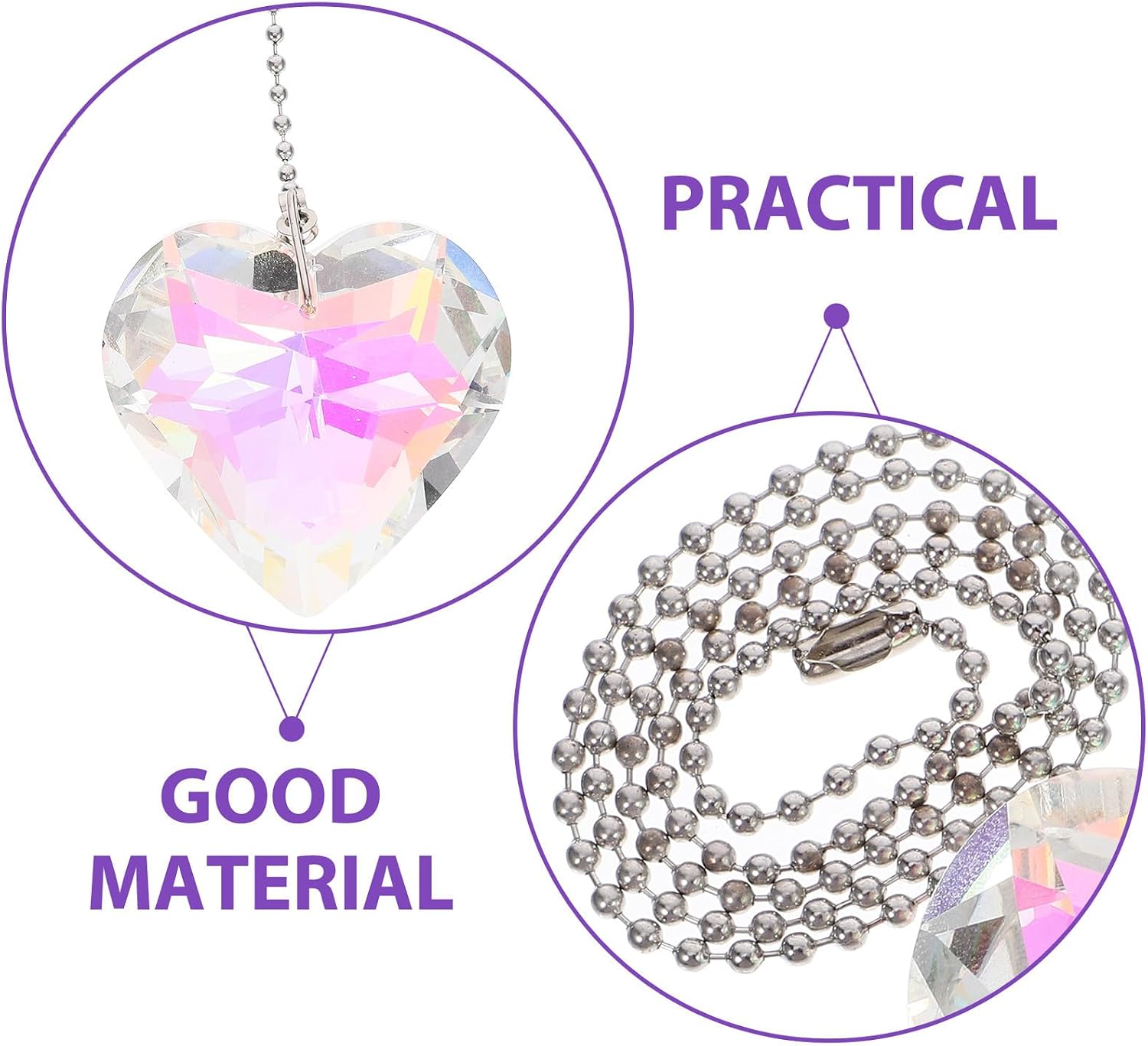 YARNOW 4pcs Pull Chain Ceiling Fan Ornaments - Pull Chains with Connectors Clasps - Heart String with Connector for Wall Lamps and Bedside Lamps