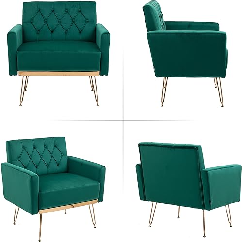 Miniatura 7 de Olela Silla decorativa de terciopelo con brazo para sala de estar, sillón moderno, sofá individual, acogedora silla auxiliar tapizada para lectura