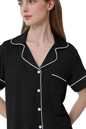 Joyaria Women's Cooling Bamboo Viscose Pajamas Shorts Set Button Front