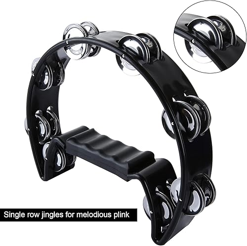 Miniatura 3 de EOEXN - Paquete de 4 panderetas de media luna para adultos tamborinas instrumentos musicales instrumentos de percusión de pandereta doble fila