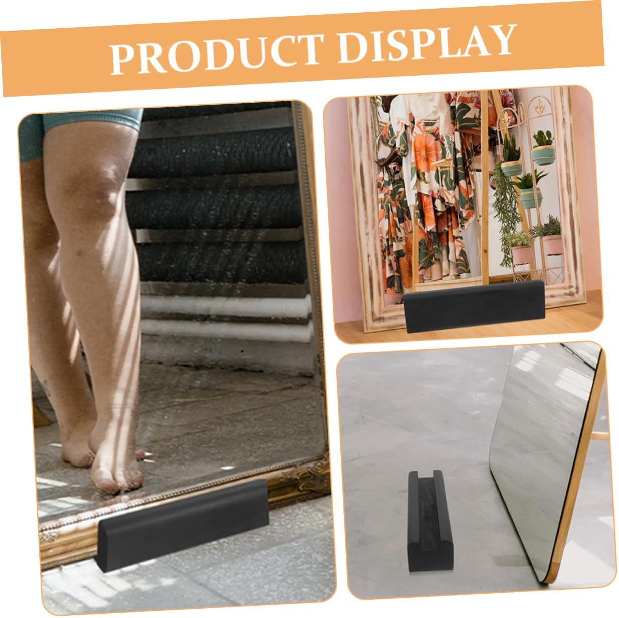Wooden Floor Mirror Stand with Anti-skid Base Versatile Artwork Display Holder for Full Mirrors and Home Decor Modern Design Secure Support for Any