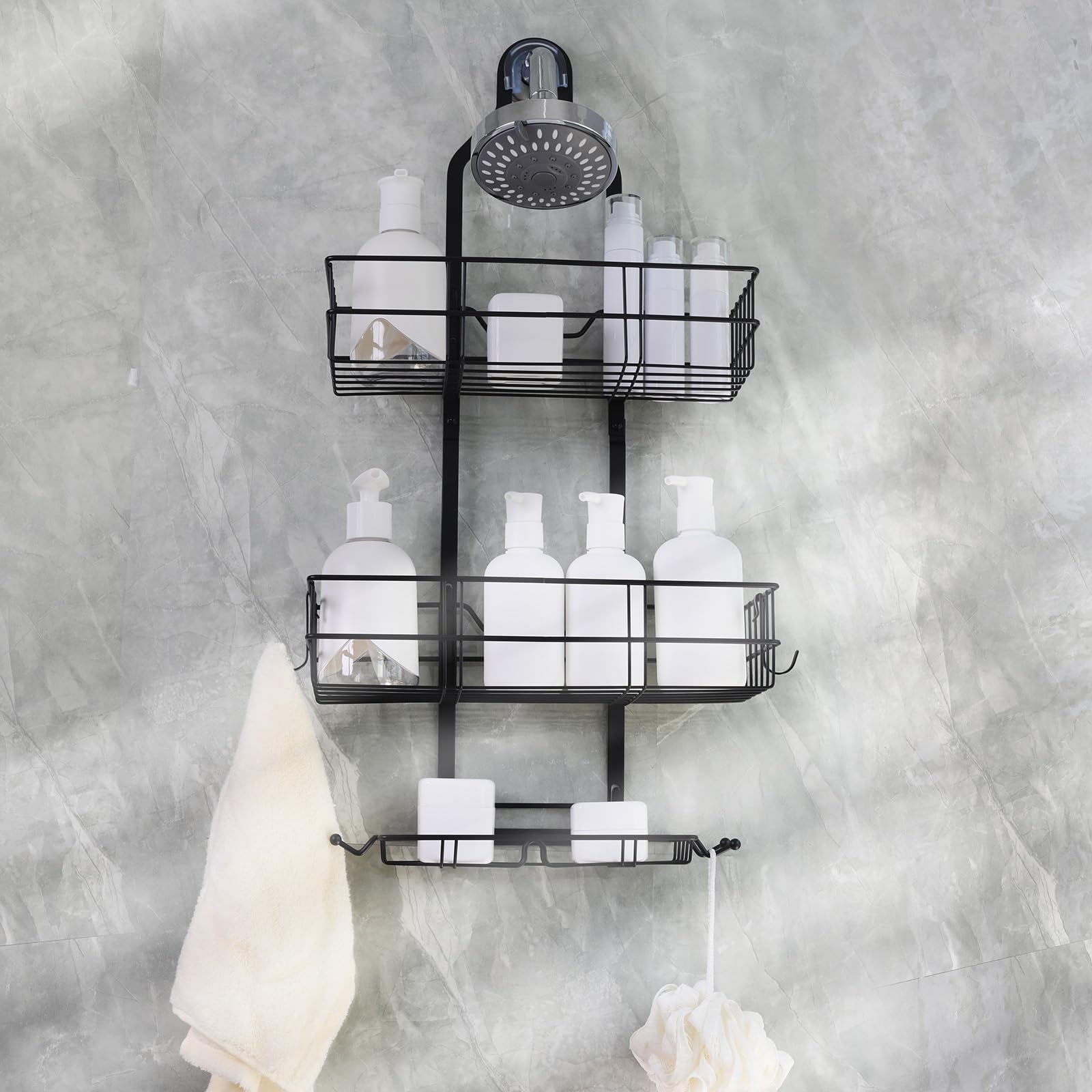 Over the Shower Head Caddy No Drilling black shower caddy hanging Over Showerhead Shower Racks for Shampoo Soap