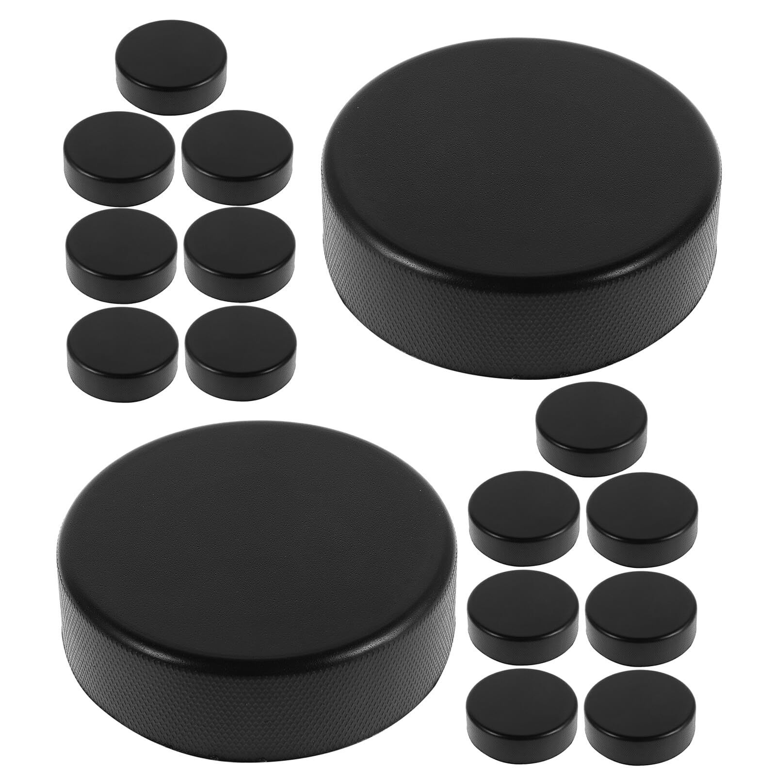 Mikinona Lot de 16 Rondelles de Hockey en Mousse Noire Palets d'Entraînement Souples pour Hockey sur Glace Accessoires Polyvalents pour Usage Intérieur et Extérieur Entraînement Sportif