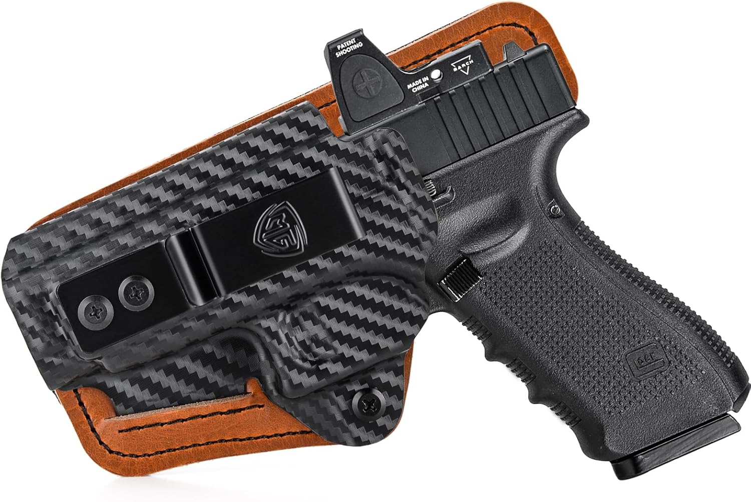 G17 Holster with Comfort Foam Pad, IWB Kydex and Leather Hybrid Holster for Glock 17 22 31 47 MOS Pistol Red Dot Optics Cut, Inside Waistband Appendix Concealed Carry