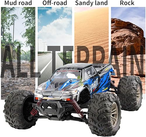 Miniatura 5 de Hosim Coche RC todo terreno a escala 116 de 36KPH juguete eléctrico de alta velocidad impermeable 4WD camión monstruo todoterreno RC con 2 baterías